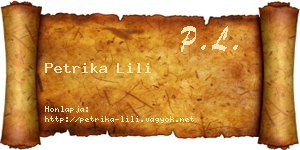 Petrika Lili névjegykártya